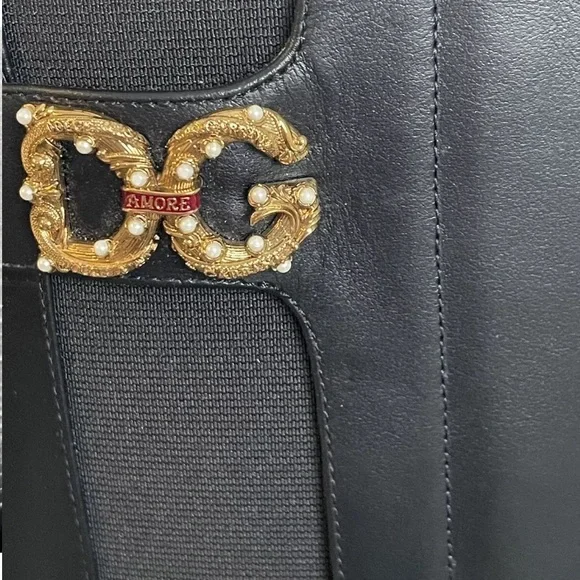 AUTHENTIC DOLCE & GABBANA Stivali Amore DG Logo Knee High Boots Size 37 US 6.5 - Picture 8 of 15